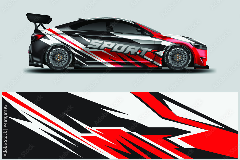 Decal Car Wrap Design Vector. Graphic Abstract Stripe Racing Background For Vehicle, Race car, Rally, Drift . Ready Print File