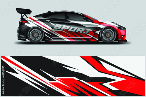Decal Car Wrap Design Vector. Graphic Abstract Stripe Racing Background For Vehicle  Race car  Rally  Drift . Ready Print File