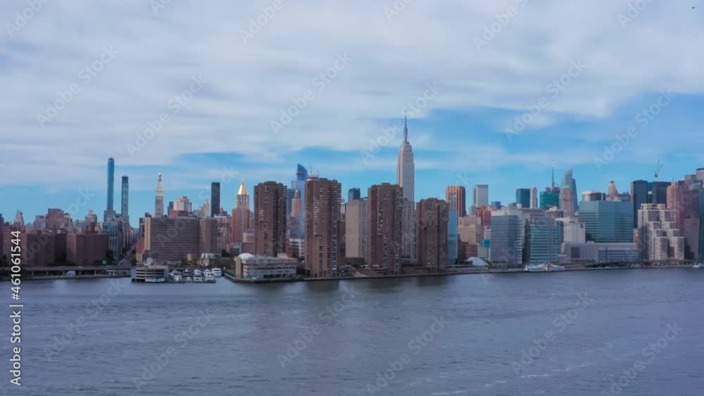 Drone shot of Downtown New York Skyline from Brooklyn Drone shot of Downtown New York Skyline from Brooklyn