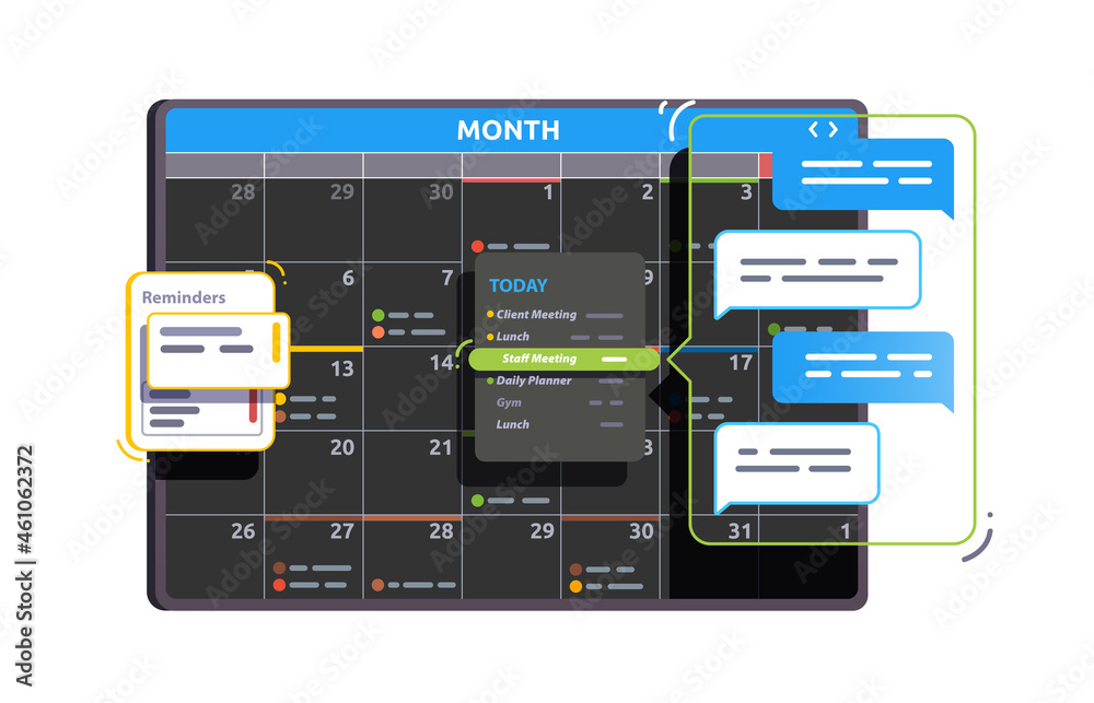 Calendar app interface showing month