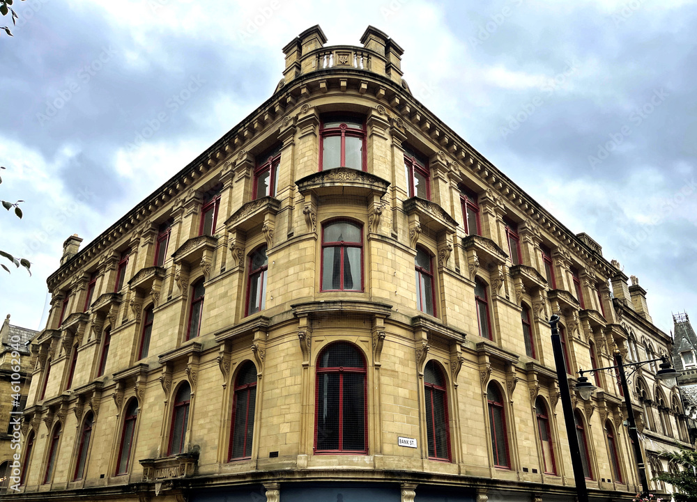 Upper floors of a Victorian building on, Bank Street in the centre of, Bradford, Yorkshire, UK