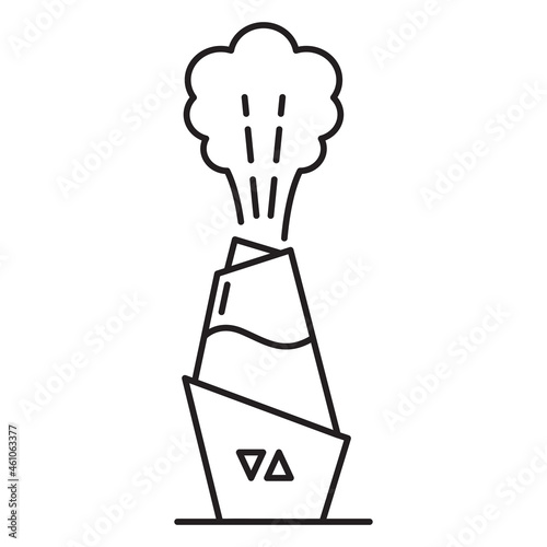 Humidifier distributes steam.Outline vector illustration.Isolated on white background.Air humidification and purification.