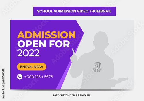 Junior admission school education video thumbnail and web banner. School admission video thumbnail 