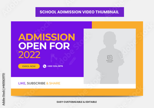 Junior admission school education video thumbnail and web banner. School admission video thumbnail 