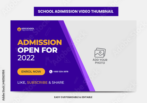 Junior admission school education video thumbnail and web banner. School admission video thumbnail 