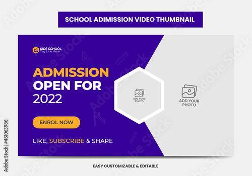 Junior admission school education video thumbnail and web banner. School admission video thumbnail 