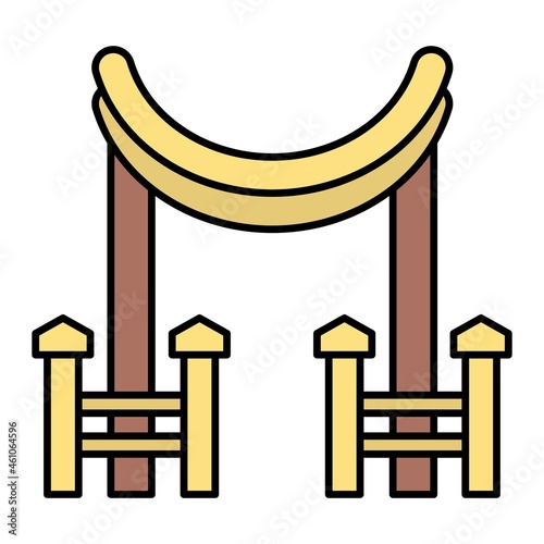Vector Torii Gate Filled Outline Icon Design