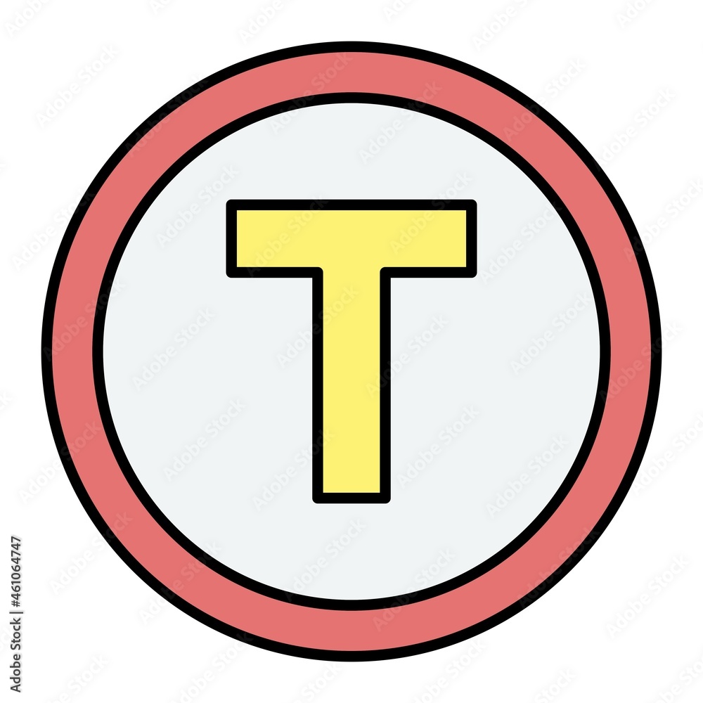 Vector T Junction Filled Outline Icon Design