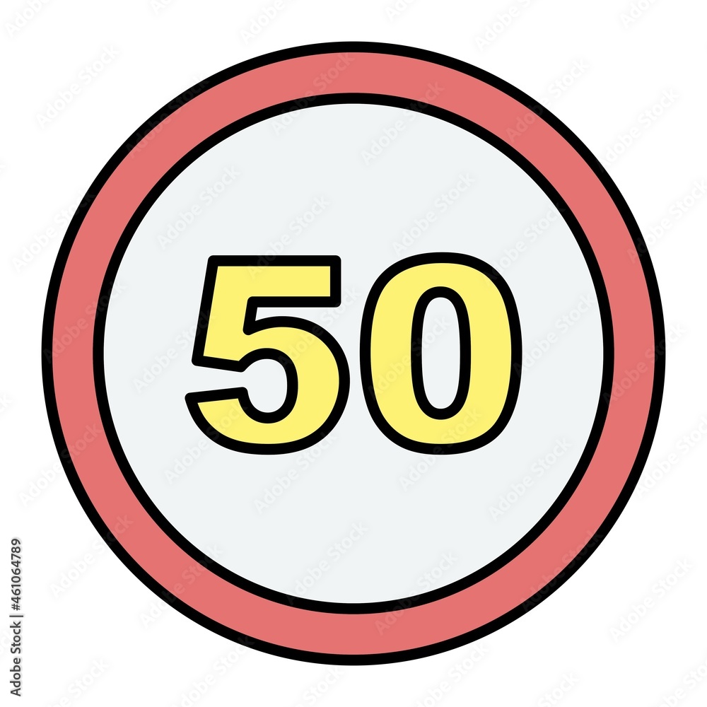 Vector Speed Limit 50 Filled Outline Icon Design Vector Speed Limit 50 Filled Outline Icon Design