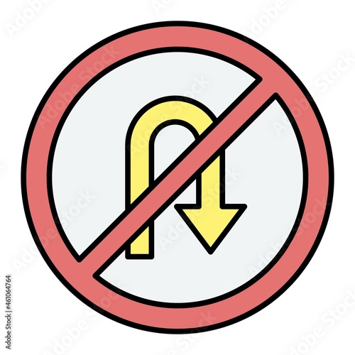 Free Download Vector No U Turn Filled Outline Icon Design - GFXLoad