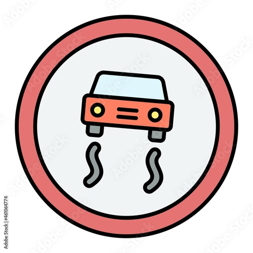 Vector Slippery Road Filled Outline Icon Design