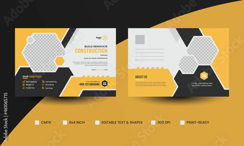 Construction renovation postcard template, construction  EDDM postcard template