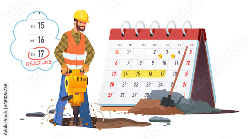 Construction worker digging road