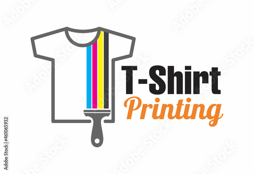 Abstract creative modern colored vector logo template of t-shirt printing. For typography, print, corporate identity, workshop, branding, factory, serigraphy, isolated on white  background.
