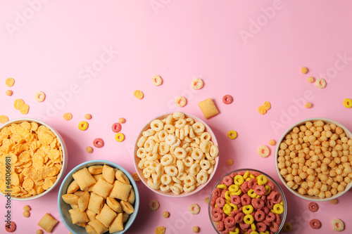 Different types of corn breakfasts on the table close-up