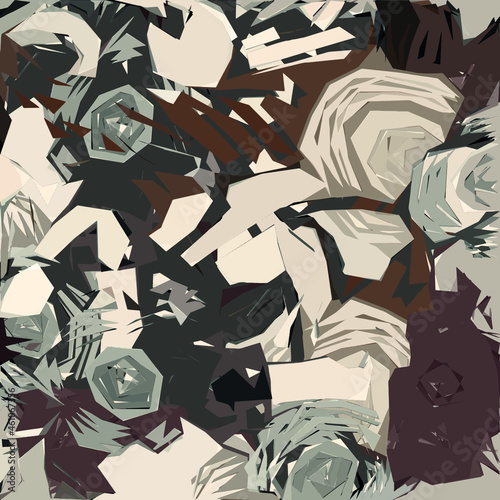 Abstract diagonal pattern from a modified image of a mixed autumn forest. Diagonal ornament in natural colors of autumn forest camouflage Leopard pattern.