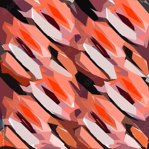 Abstract diagonal pattern from a modified image of a mixed autumn forest. Diagonal ornament in natural colors of autumn forest camouflage Leopard pattern.