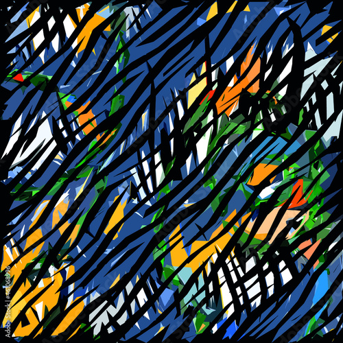 Abstract diagonal pattern from a modified image of a mixed autumn forest. Diagonal ornament in natural colors of autumn forest camouflage Leopard pattern.