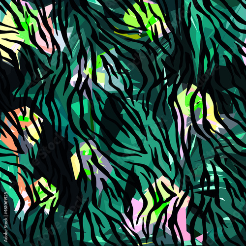 Abstract diagonal pattern from a modified image of a mixed autumn forest. Diagonal ornament in natural colors of autumn forest camouflage Leopard pattern.