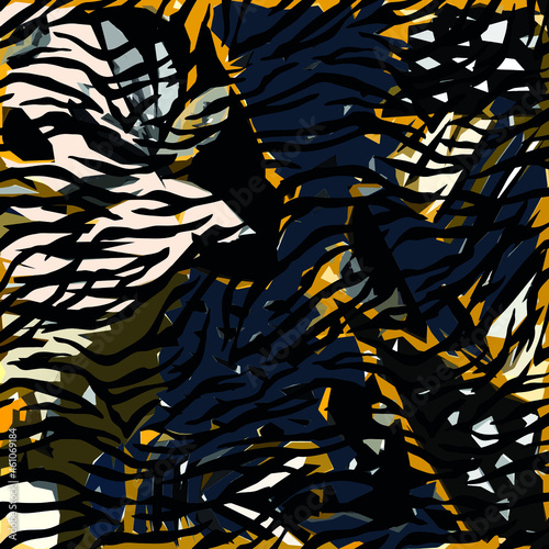 Abstract diagonal pattern from a modified image of a mixed autumn forest. Diagonal ornament in natural colors of autumn forest camouflage Leopard pattern.