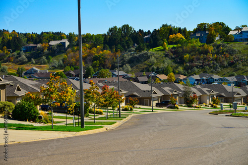 Photos Modern homes line the  streets in a neighborhood of Bismarck, North Dakota