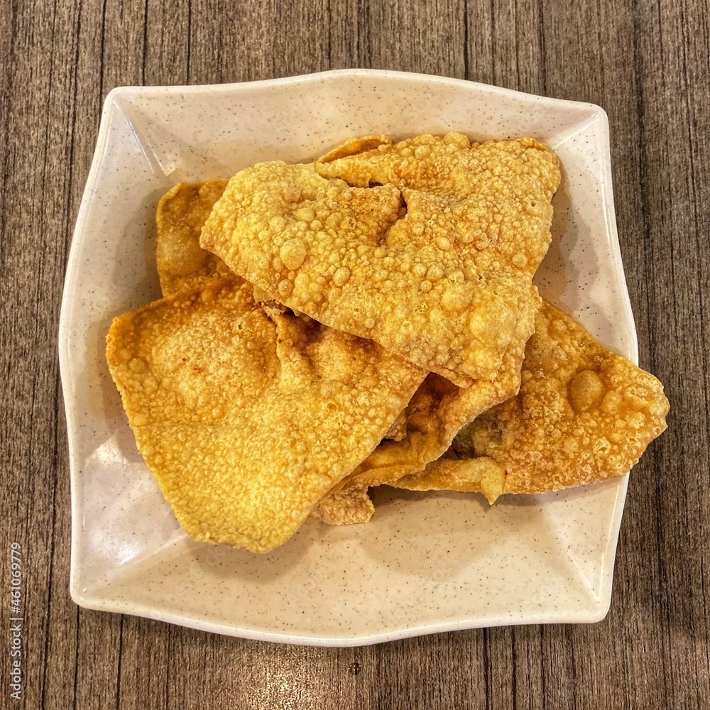 Pangsit Goreng, indonesian Fried chips side dishes Pangsit Goreng, indonesian Fried chips side dishes