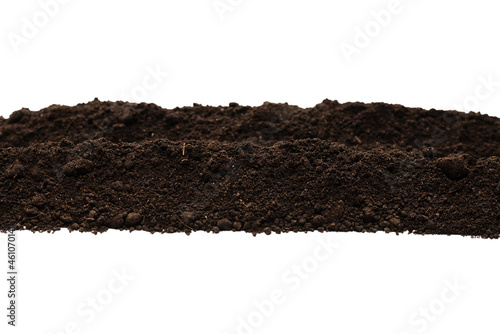 Black land for plant isolated on white background. Frame.