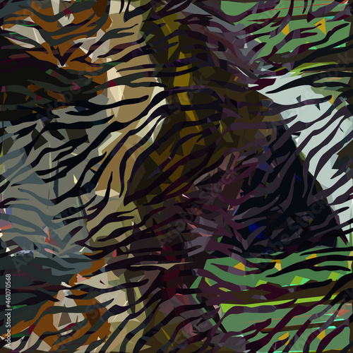 Abstract diagonal pattern from a modified image of a mixed autumn forest. Diagonal ornament in natural colors of autumn forest camouflage Leopard pattern.