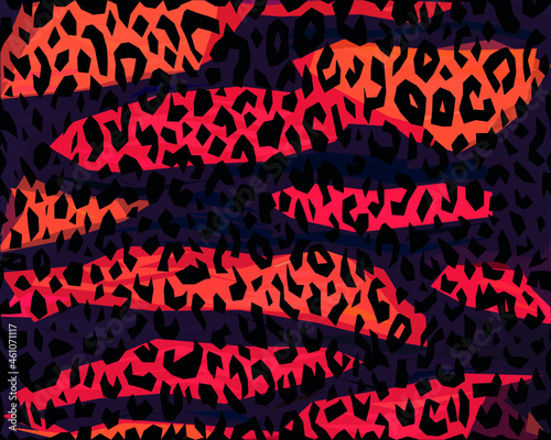 Abstract diagonal pattern from a modified image of a mixed autumn forest. Diagonal ornament in natural colors of autumn forest camouflage Leopard pattern.
