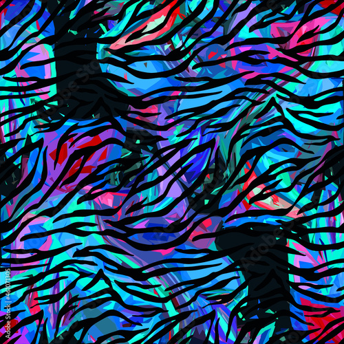 Abstract diagonal pattern from a modified image of a mixed autumn forest. Diagonal ornament in natural colors of autumn forest camouflage Leopard pattern.