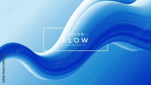 Fototapeta Naklejka Na Ścianę i Meble -  Creative design 3d flow shape. Liquid wave blue backgrounds. Gradient wavy form composition for wide banner. 
