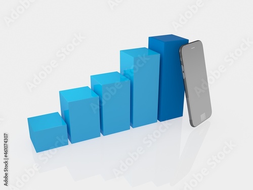 3d illustration mobile phone tab business graph 