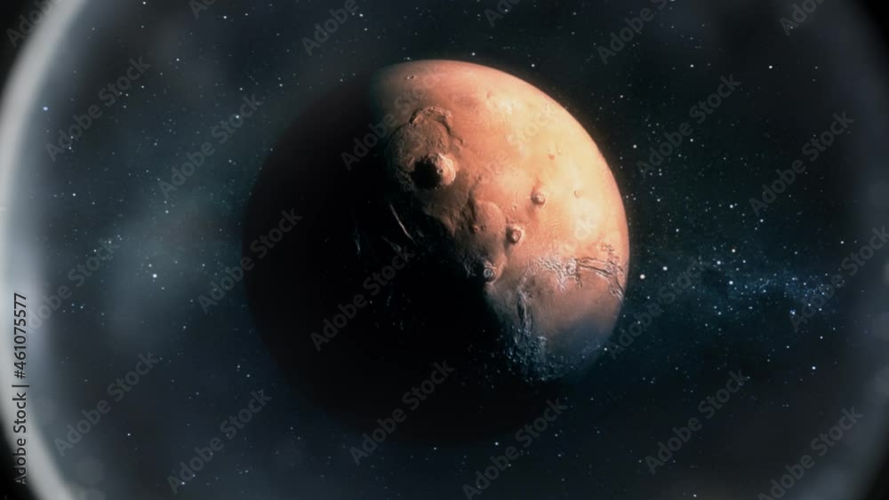 Approaching Mars for landing inside spaceship seen through astronaut helmet Approaching Mars for landing inside spaceship seen through astronaut helmet