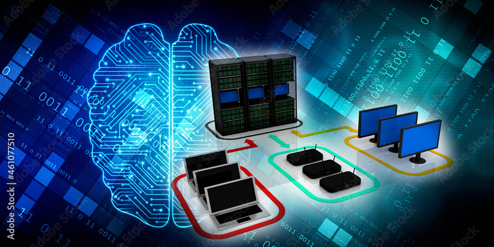 3d rendering computer modem wifi network with database 3d rendering computer modem wifi network with database