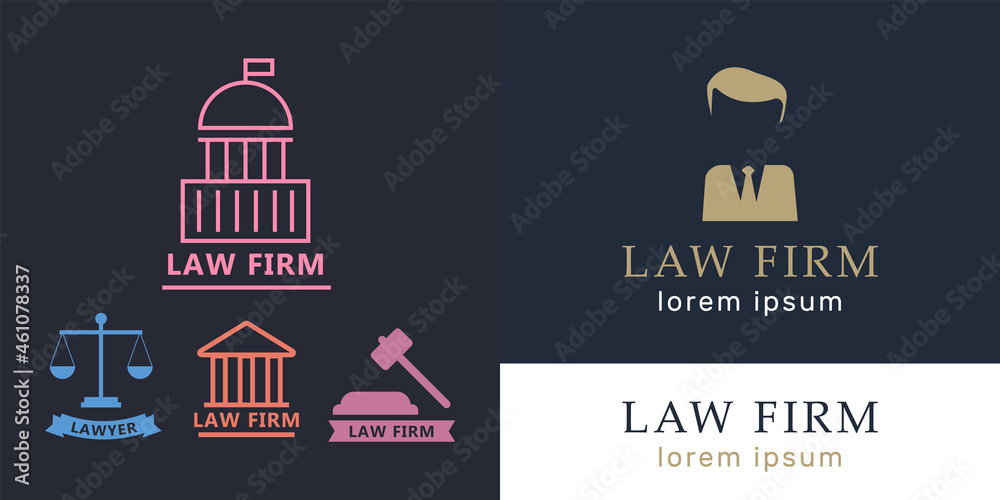 Business Policies Icons. Lawyer icons in flat style.