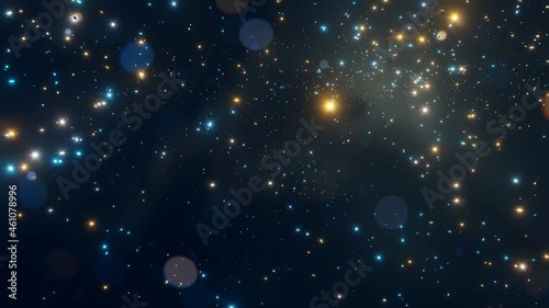 Star rain. Abstract motion background shining colorful particles. Shimmering Glittering Particles With Bokeh. New year and Christmas 2026 background. Noise. Seamless 4K loop video animation