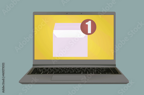 Mail icon on laptop. vector