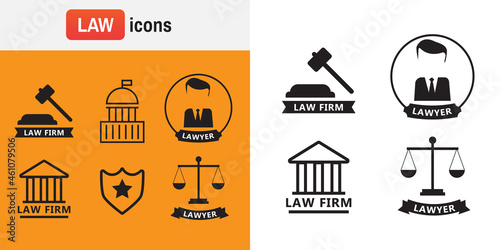 Lawyer concept. Lawyer icons in flat style. Lawyer sign and symbol vector. Lawyer set illustration