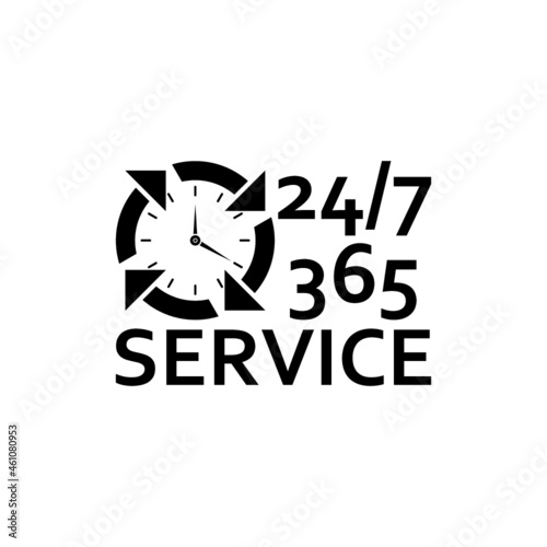 24 Hours a day service icon isolated on white background