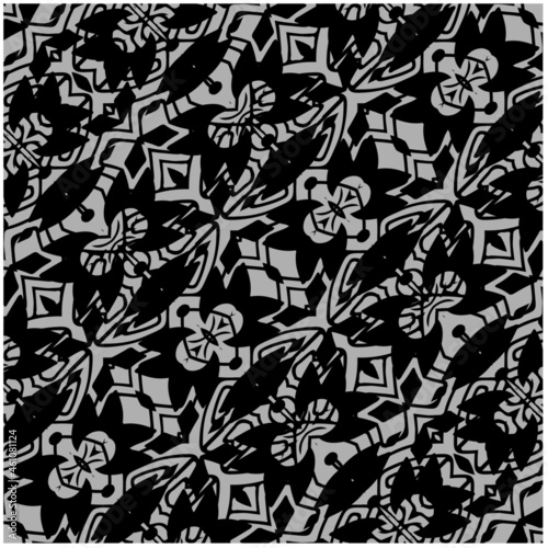 raster pattern in geometric ornamental style. Black and white pattern.