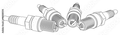 Vector car spark plug set