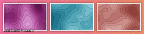 Bundle set of multi layers color texture 3D papercut layers in gradient vector banner. Abstract paper cut art background design for website template. Topography map concept or smooth origami paper cut