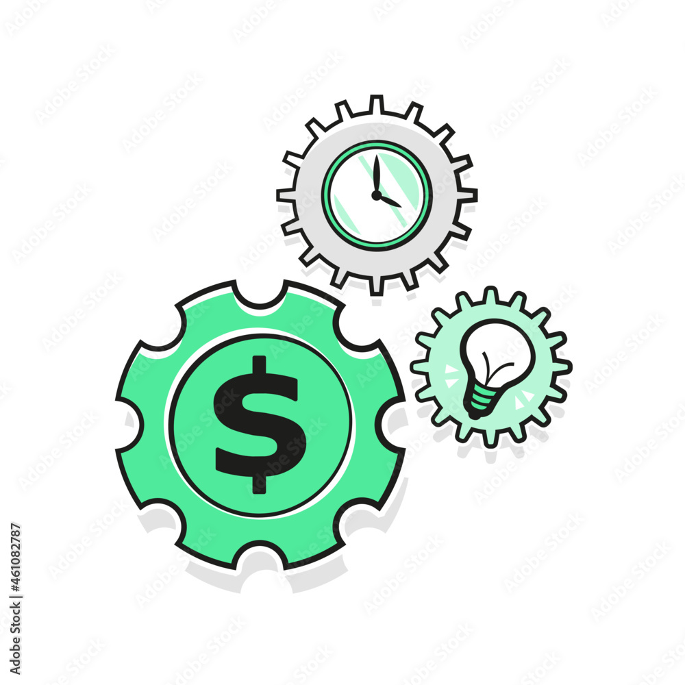 Productivity. Gears of time, idea and money. Productivity. Gears of time, idea and money.