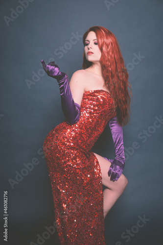 portrait of a woman in red dress