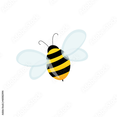 Cartoon bee mascot. A small bees flies. Wasp collection. Vector characters. Incest icon. Template design for invitation, cards. Doodle style