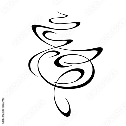 decorative abstract ornament with curls in black lines on a white background