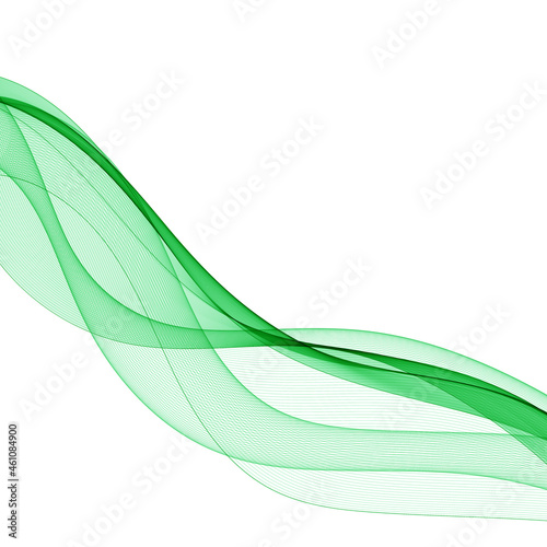 Abstract green wavy lines. Colorful background. smoke transparent green wave. eps 10