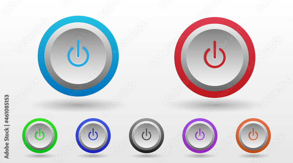 set web icon push-button power. modern style set web icon push-button power. modern style