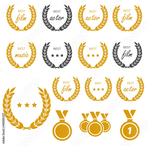 Laurel Wreaths Vector. Award signs with laurel wreath