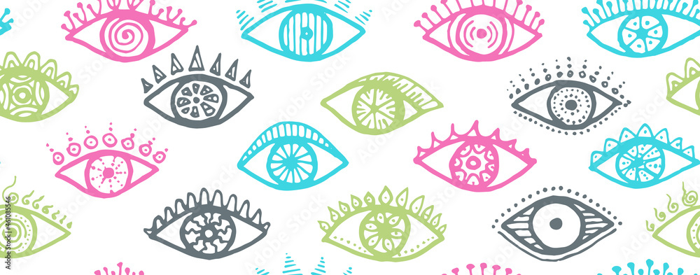 Different human eyes esoteric endless ornament. Different human eyes esoteric endless ornament.